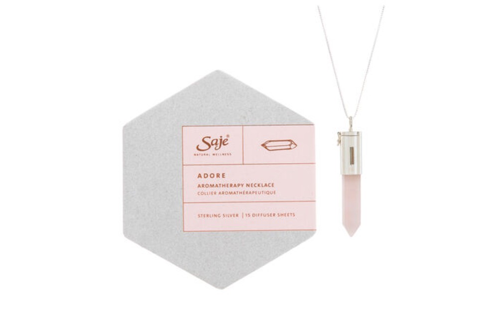 saje rose quartz adore aromatherapy necklace